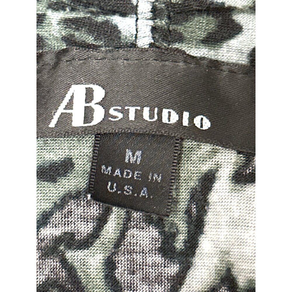 AB Studio Leopard Print Cardigan Black Gray Medium Lightweight Knit Open Front - Picture 6 of 9